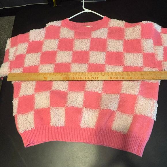 BiBi Pink White Checkered Polyester Women's Size Small S Sweater - Picture 4 of 6